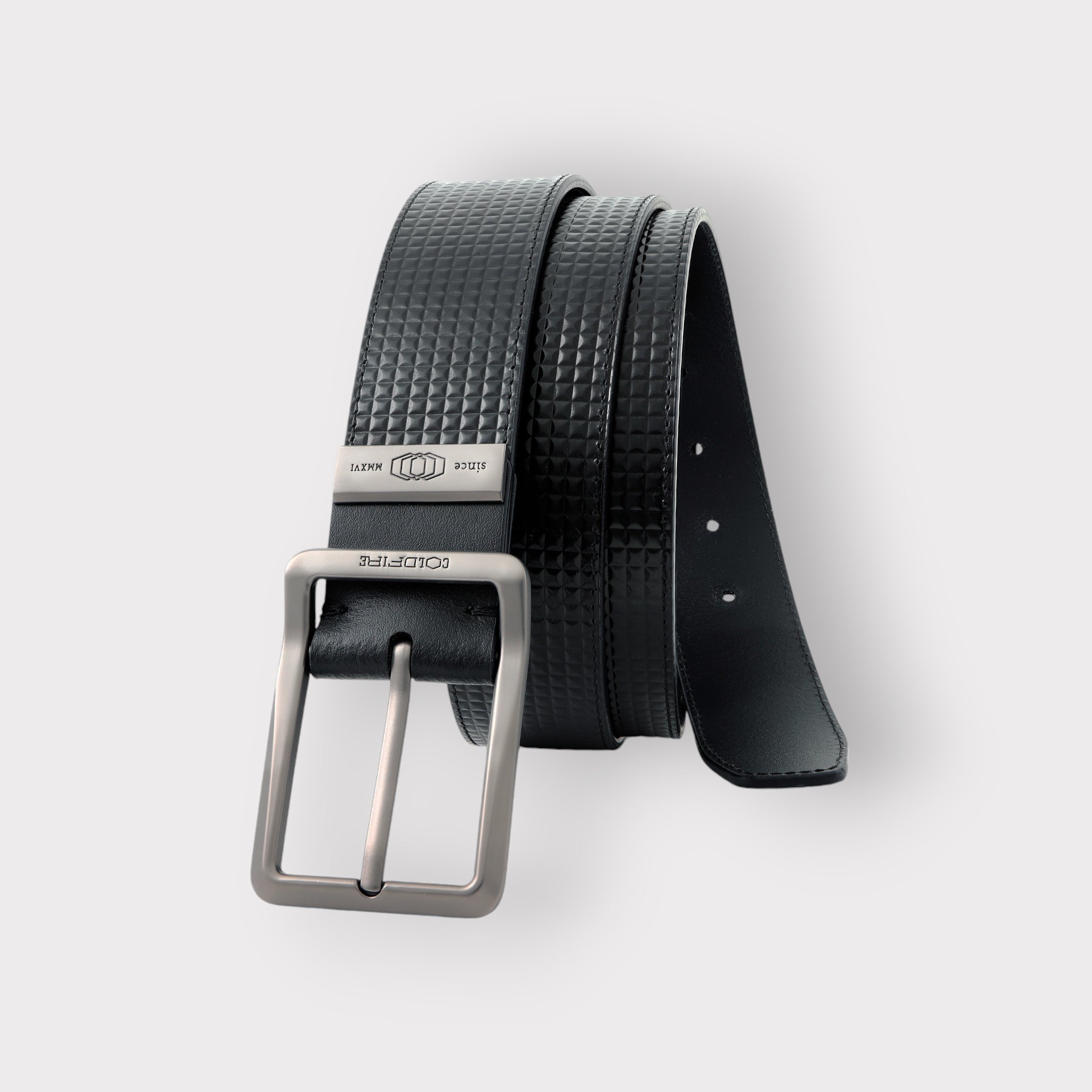 COLDFIRE Premium Genuine Leather Men's Belt | Pyramid print Black - COLDFIRE