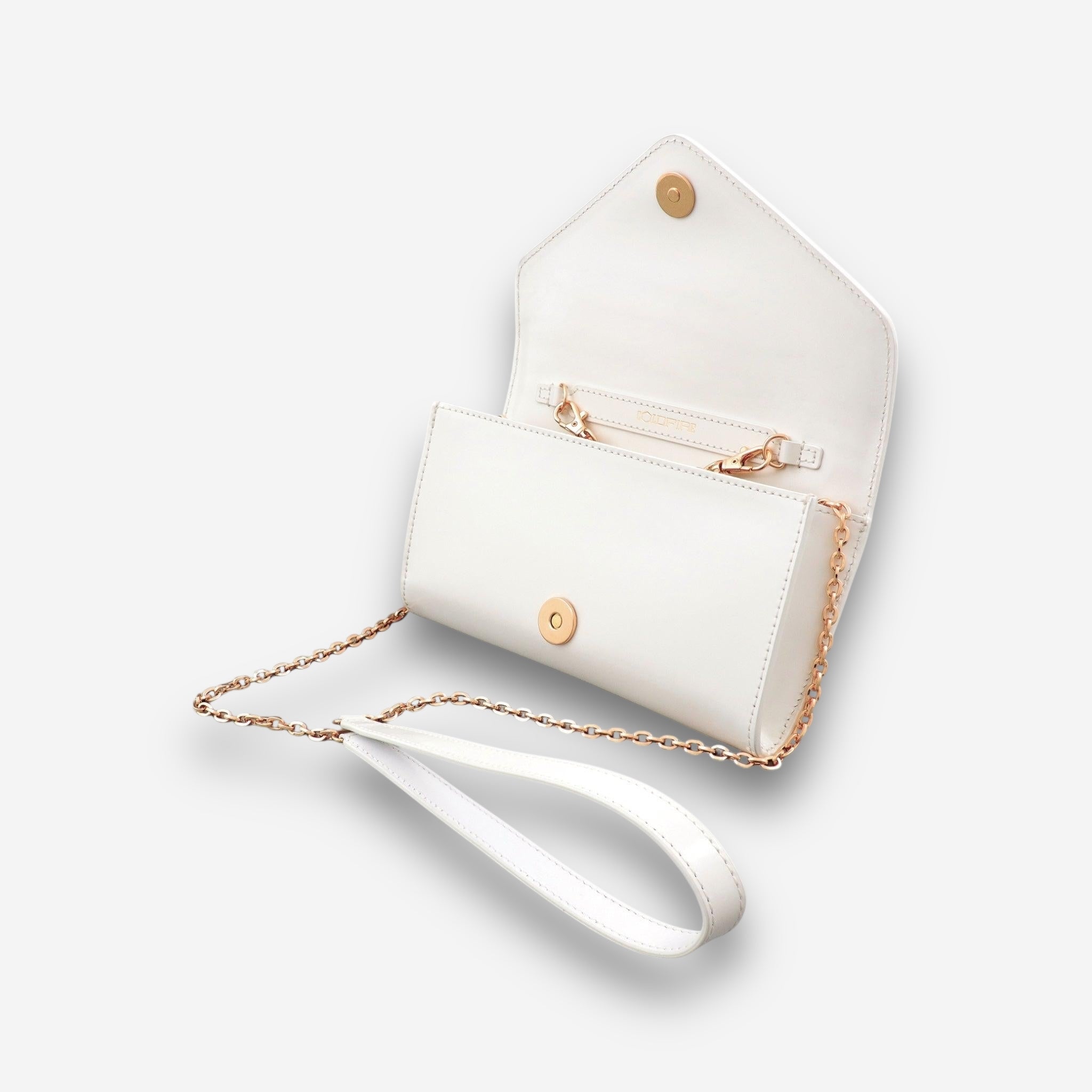 Crossbody, outlet lightweight, with safety features, White and rose gold, Rose Gold Hardware