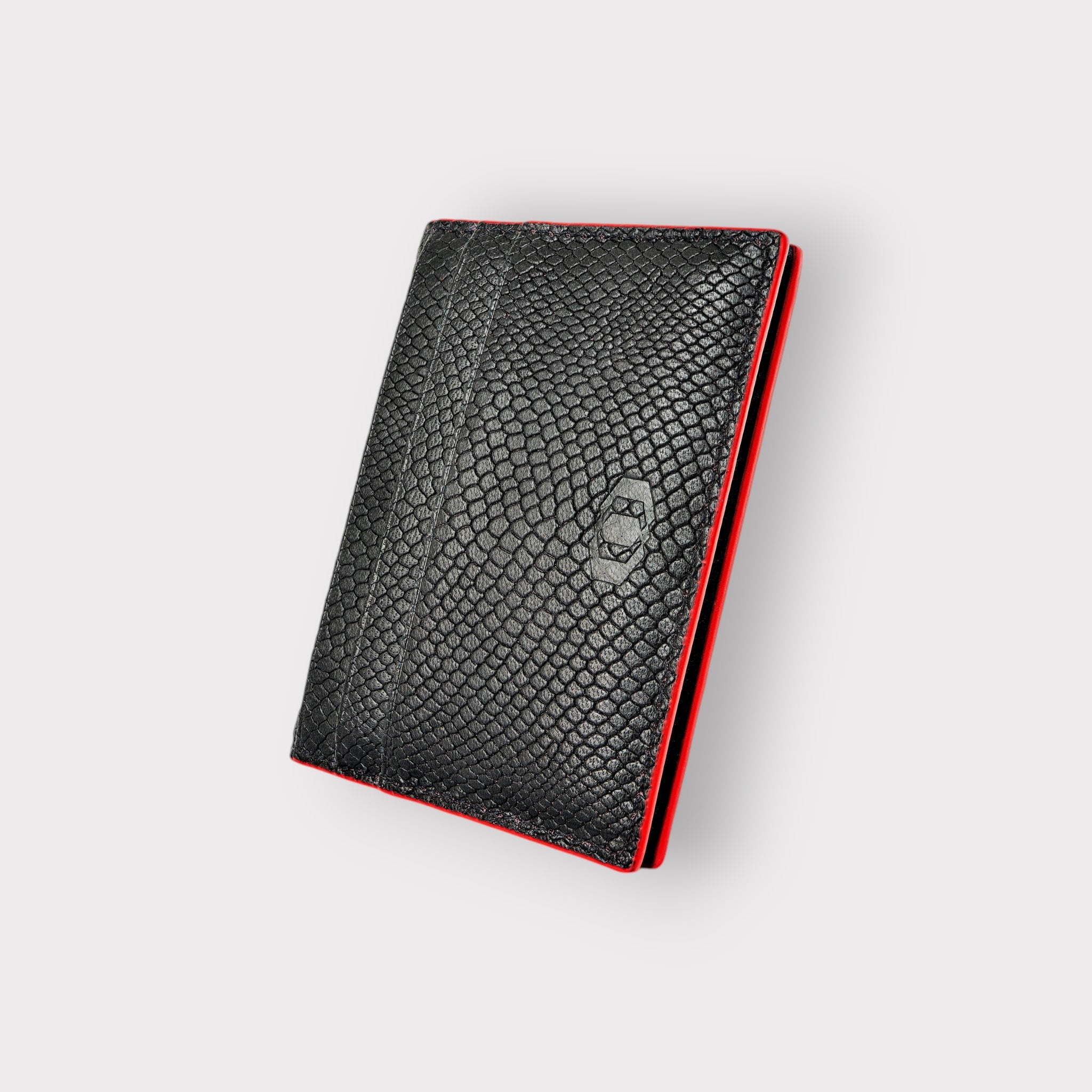 SNAKE EYE - bifold Slim Leather Cardholder 10cc - Red edges