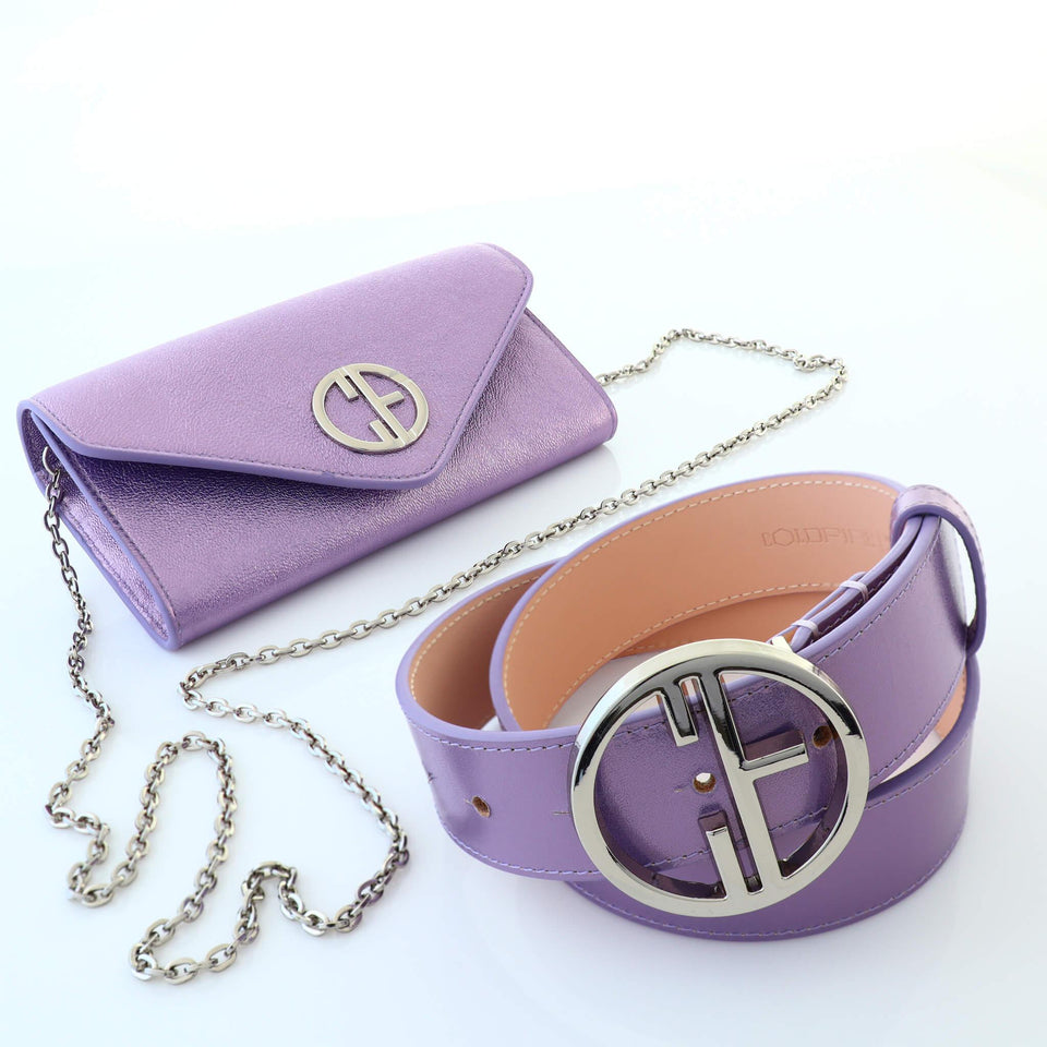 Set of Small Women's Bag and Leather Belt 35mm - Rough Pillow Lavender | COLDFIRE - COLDFIRE