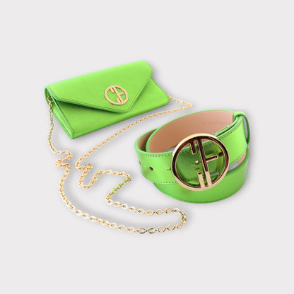 Set of Small Women's Bag and Leather Belt Set 35mm - Auriga Fresh Green | COLDFIRE - COLDFIRE