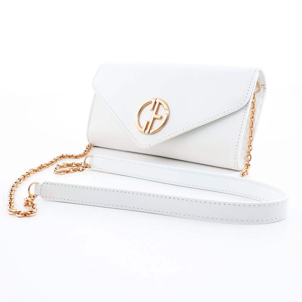 Small handbag - crossbody - White semi patent leather - Gold | COLDFIRE - COLDFIRE