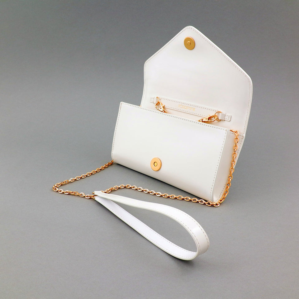 Small handbag - crossbody - White semi patent leather - Gold | COLDFIRE - COLDFIRE