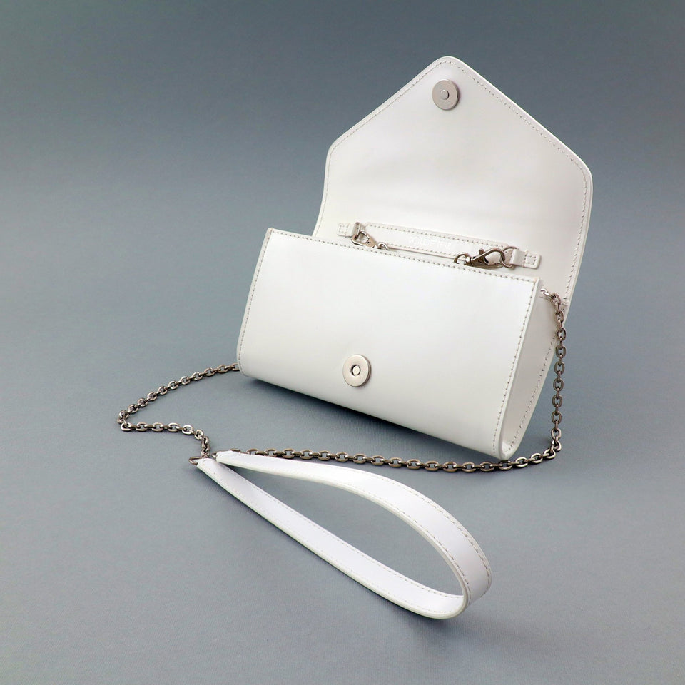 Small handbag - crossbody - White semi patent leather - Silver | COLDFIRE - COLDFIRE