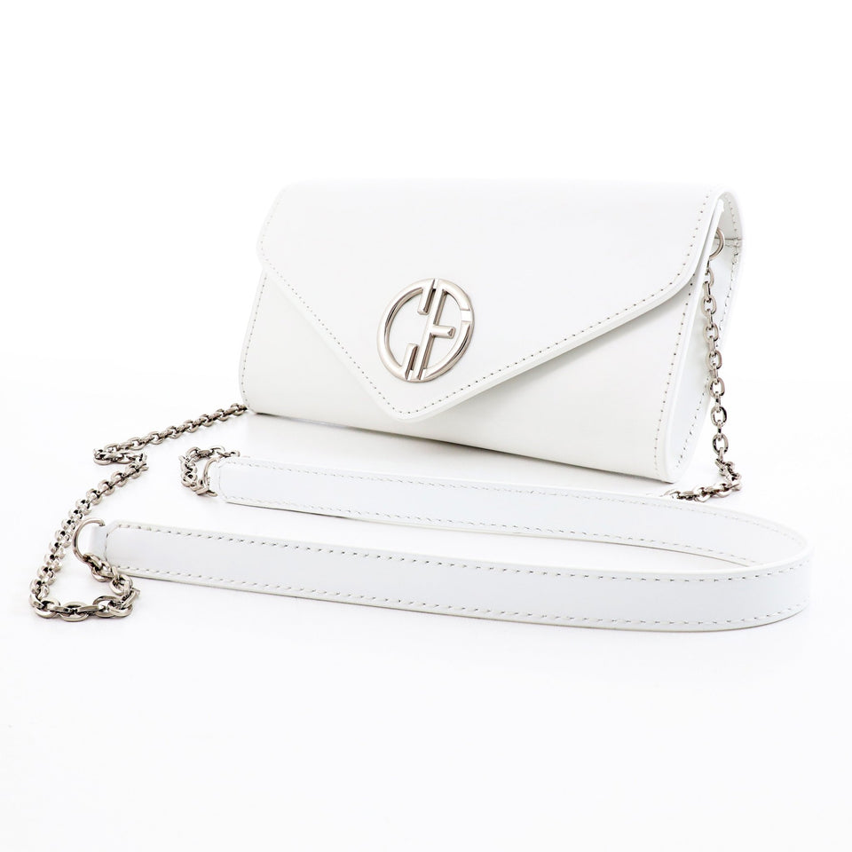 Small handbag - crossbody - White semi patent leather - Silver | COLDFIRE - COLDFIRE