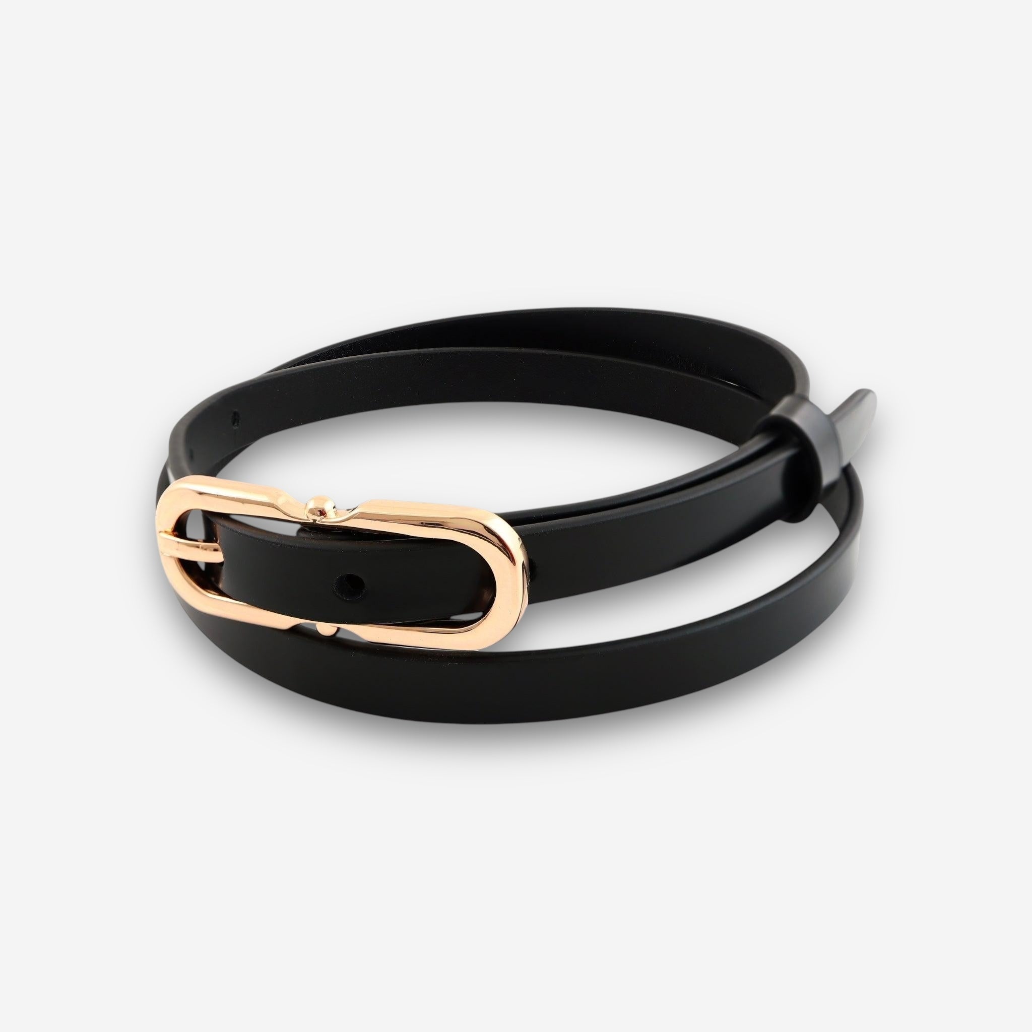 Solstice Gold - Black Semi Patent-women's belt-COLDFIRE