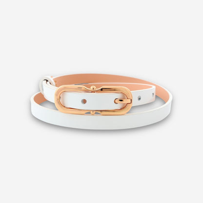 Solstice Gold - White Semi Patent-women's belt-COLDFIRE