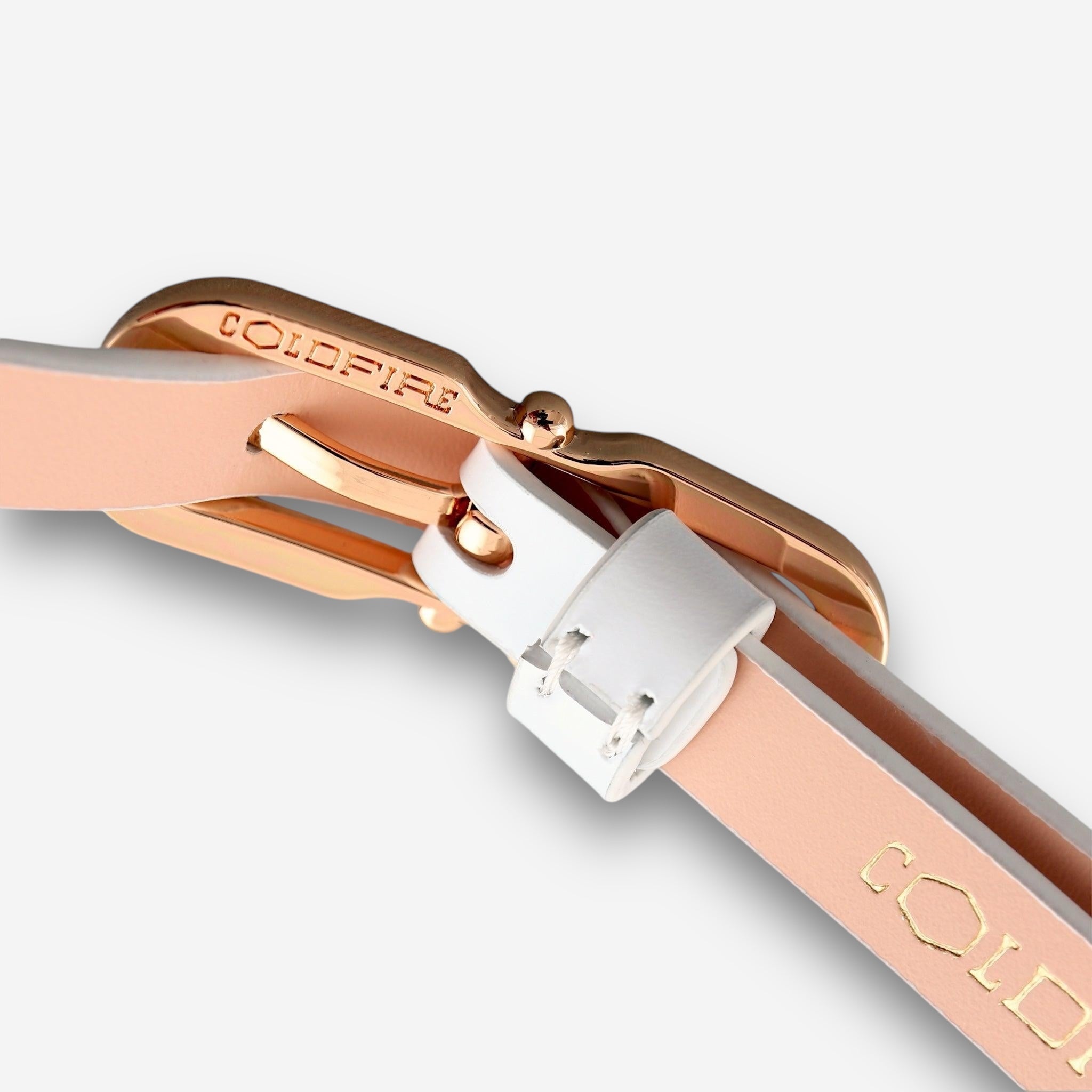 Solstice Gold - White Semi Patent-women's belt-COLDFIRE