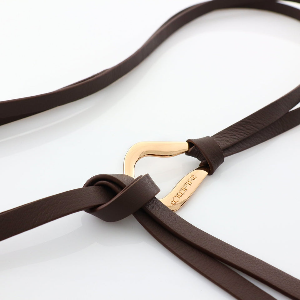 Women's double knot belt - genuine leather - 10 mm - Dark Brown - Gold | COLDFIRE - COLDFIRE