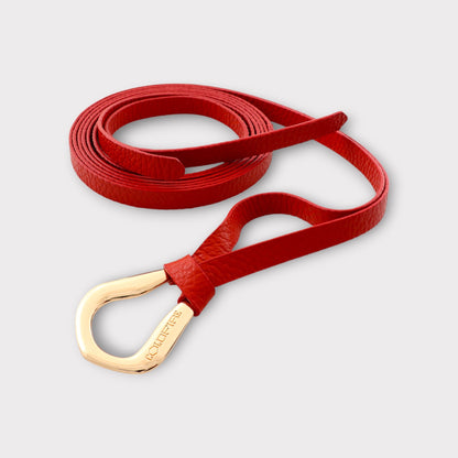 Women's double knot belt - genuine leather - 10 mm - Red - Gold | COLDFIRE - COLDFIRE