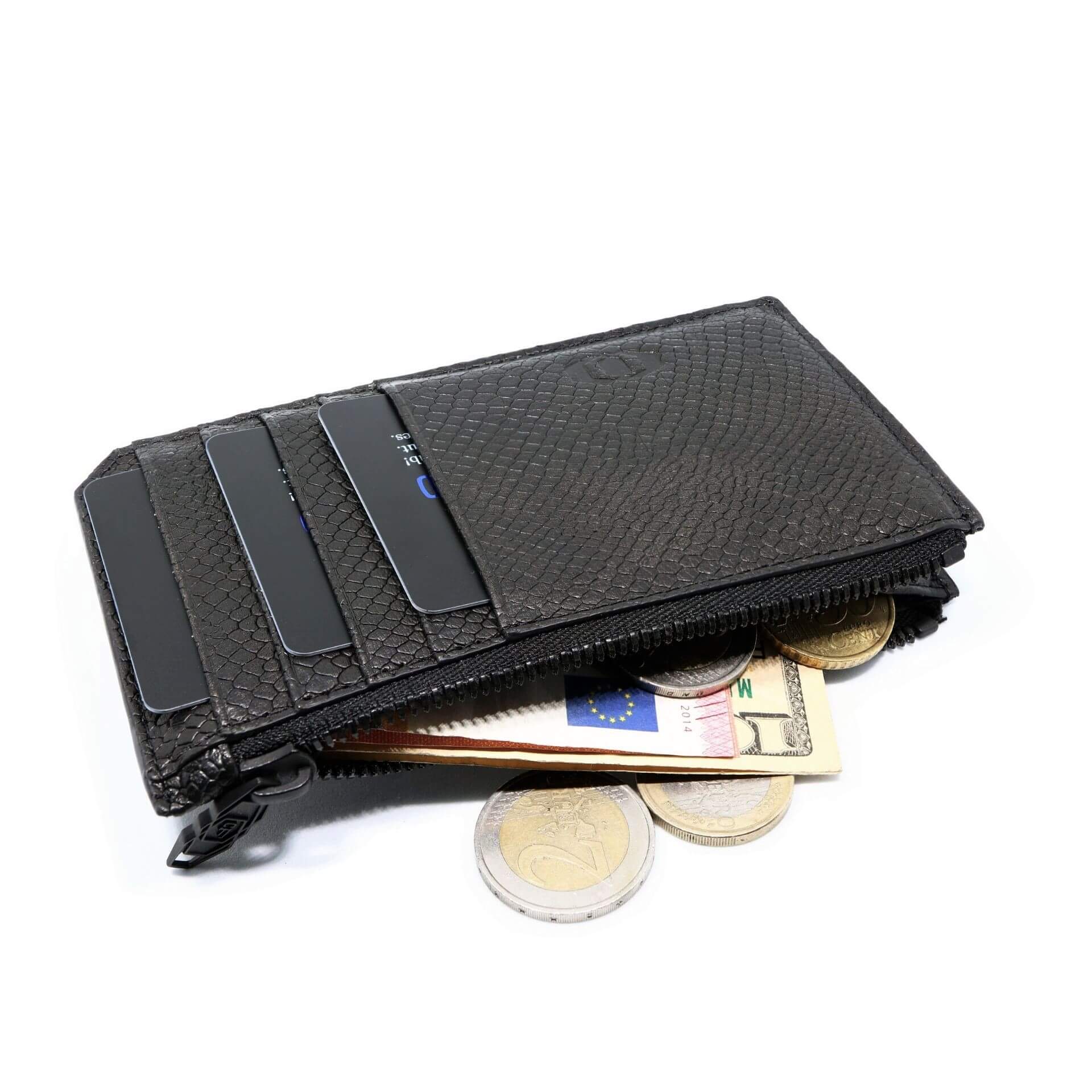 SNAKE EYE - Slim Leather Card Holder 10cc with Zip - COLDFIRE