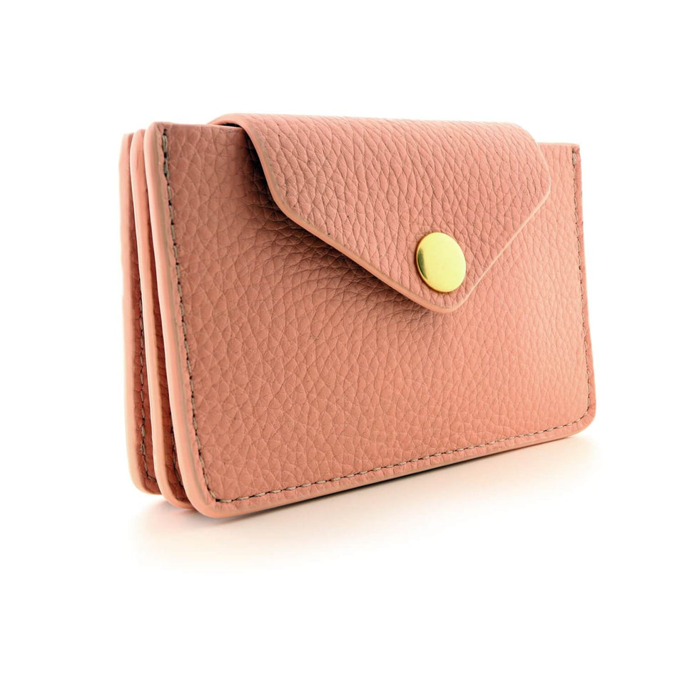 Women's Small Card Case Wallet with Flap - Soft Candy Pink Leather –  COLDFIRE